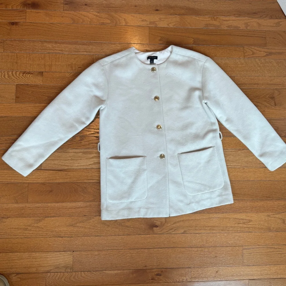 Ann Taylor Cream Trench Coat with Gold Accents - Picture 2 of 4